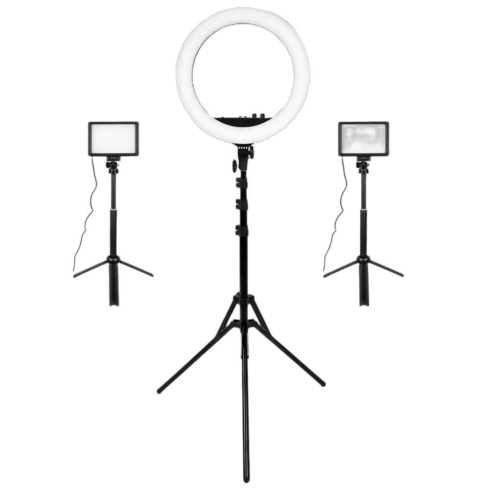 Complete Beauty Ring Light Studio Diamond Luxe & 5.5" LED Crystal Duo Lighting Kit - Bundle