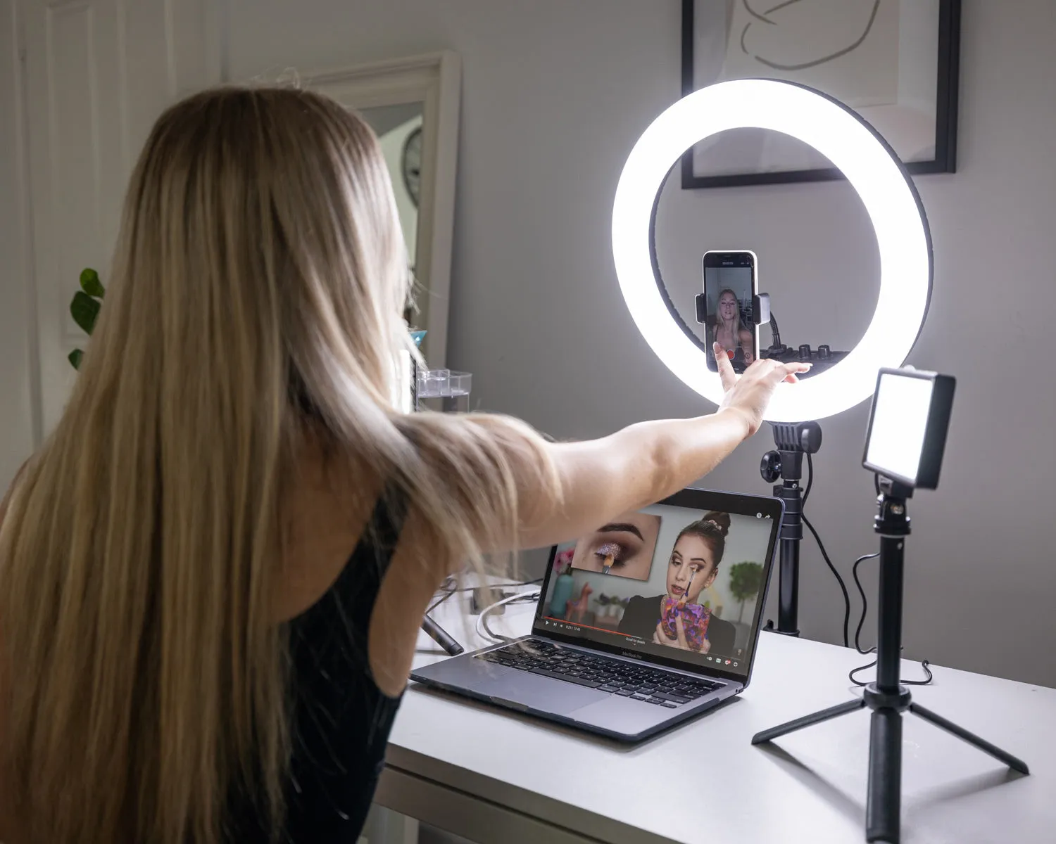 Complete Beauty Ring Light Studio Diamond Luxe & 5.5" LED Crystal Duo Lighting Kit - Bundle