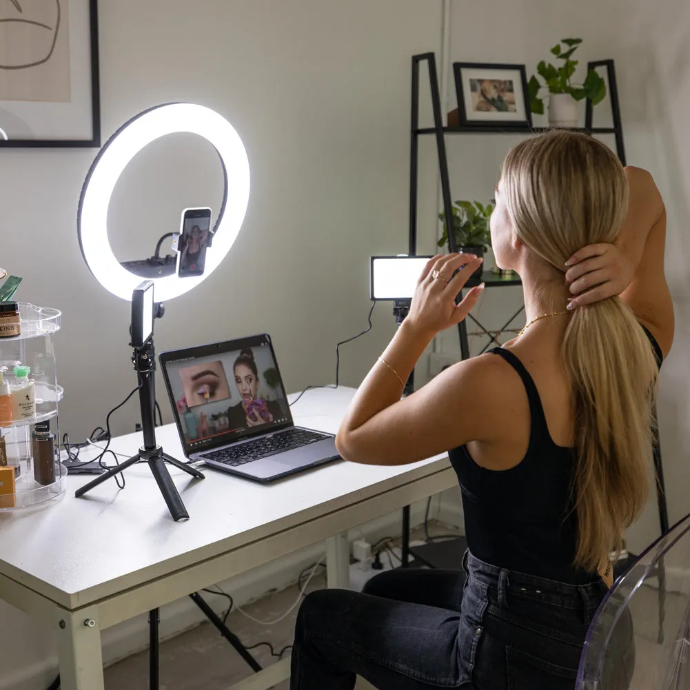 Complete Beauty Ring Light Studio Diamond Luxe & 5.5" LED Crystal Duo Lighting Kit - Bundle