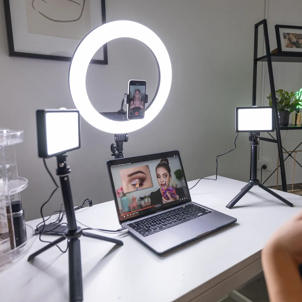 Complete Beauty Ring Light Studio Diamond Luxe & 5.5" LED Crystal Duo Lighting Kit - Bundle