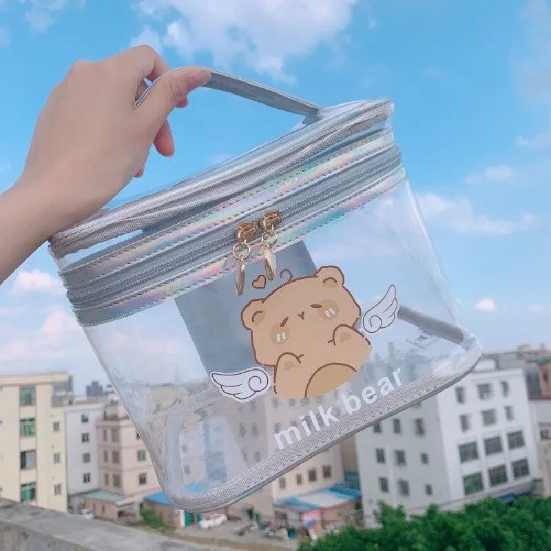 Cute bear transparent cosmetic bag PL51538