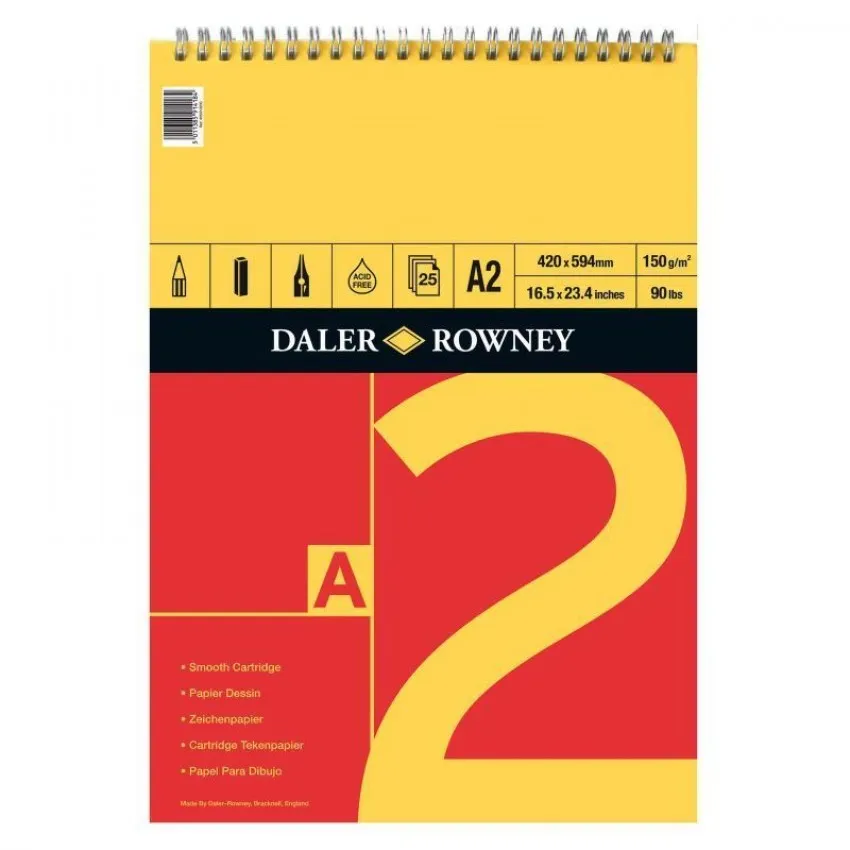 Daler Rowney Red And Yellow Spiral Pads - A2 (150gsm)