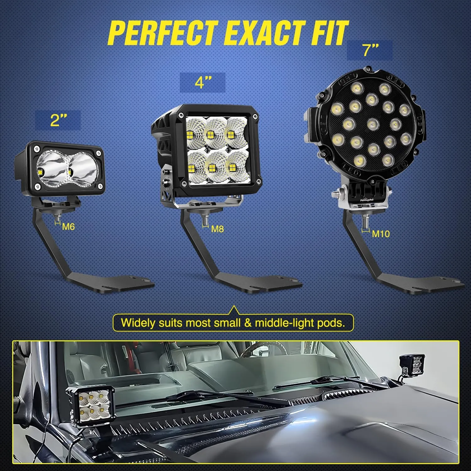 Ditch Light Hood Hinges Mounts For 1999-2006 Chevrolet Silverado Tahoe Suburban GMC Sierra Yukon
