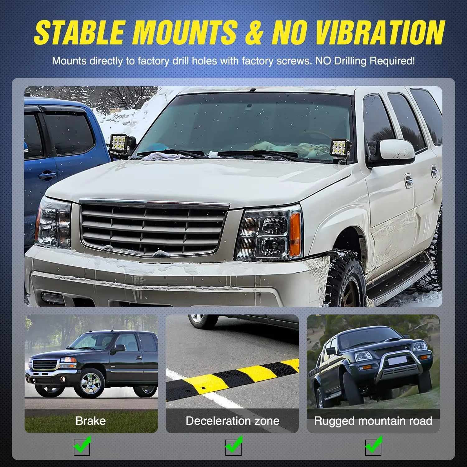Ditch Light Hood Hinges Mounts For 1999-2006 Chevrolet Silverado Tahoe Suburban GMC Sierra Yukon