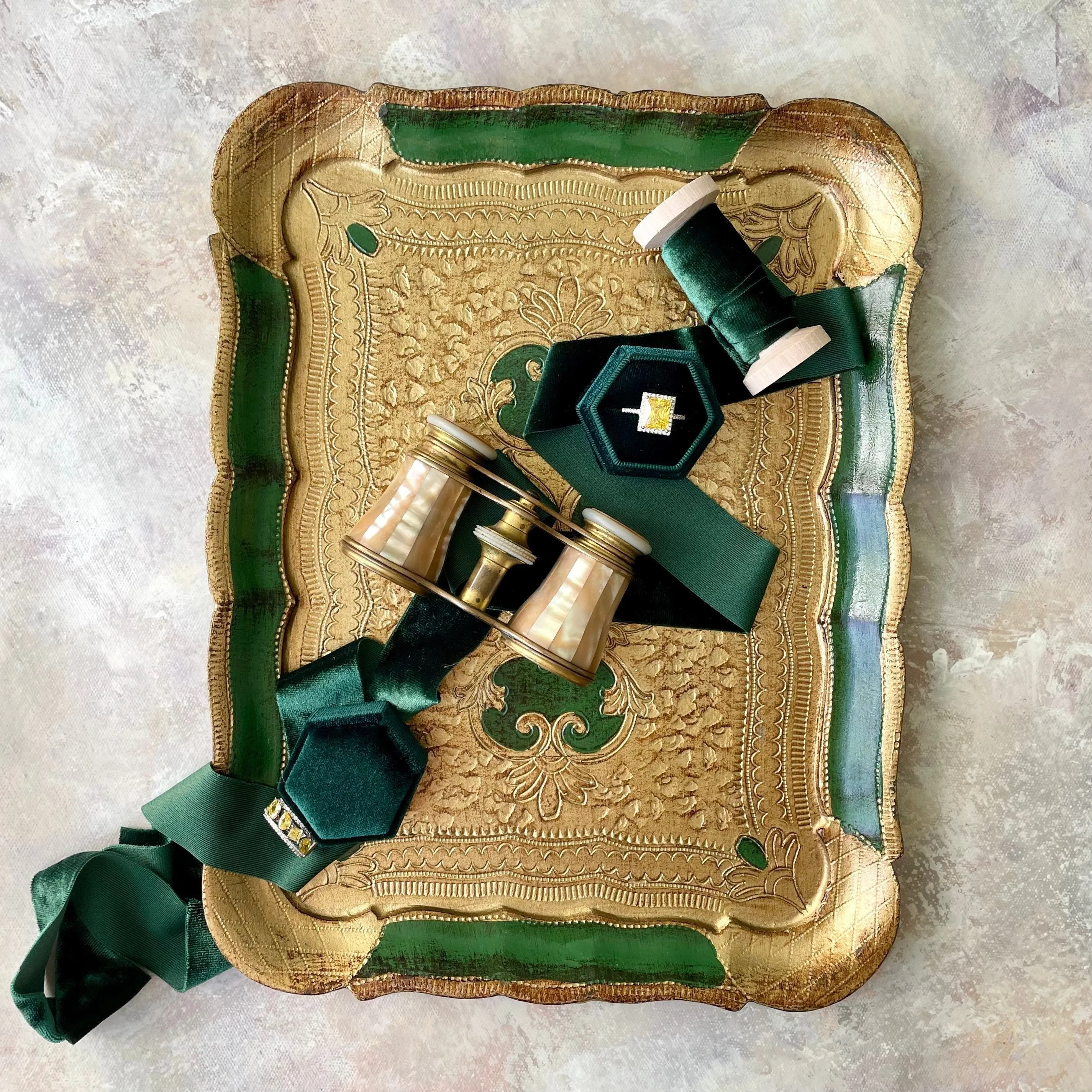 Emerald Green Velvet Ribbon for Flat Lays