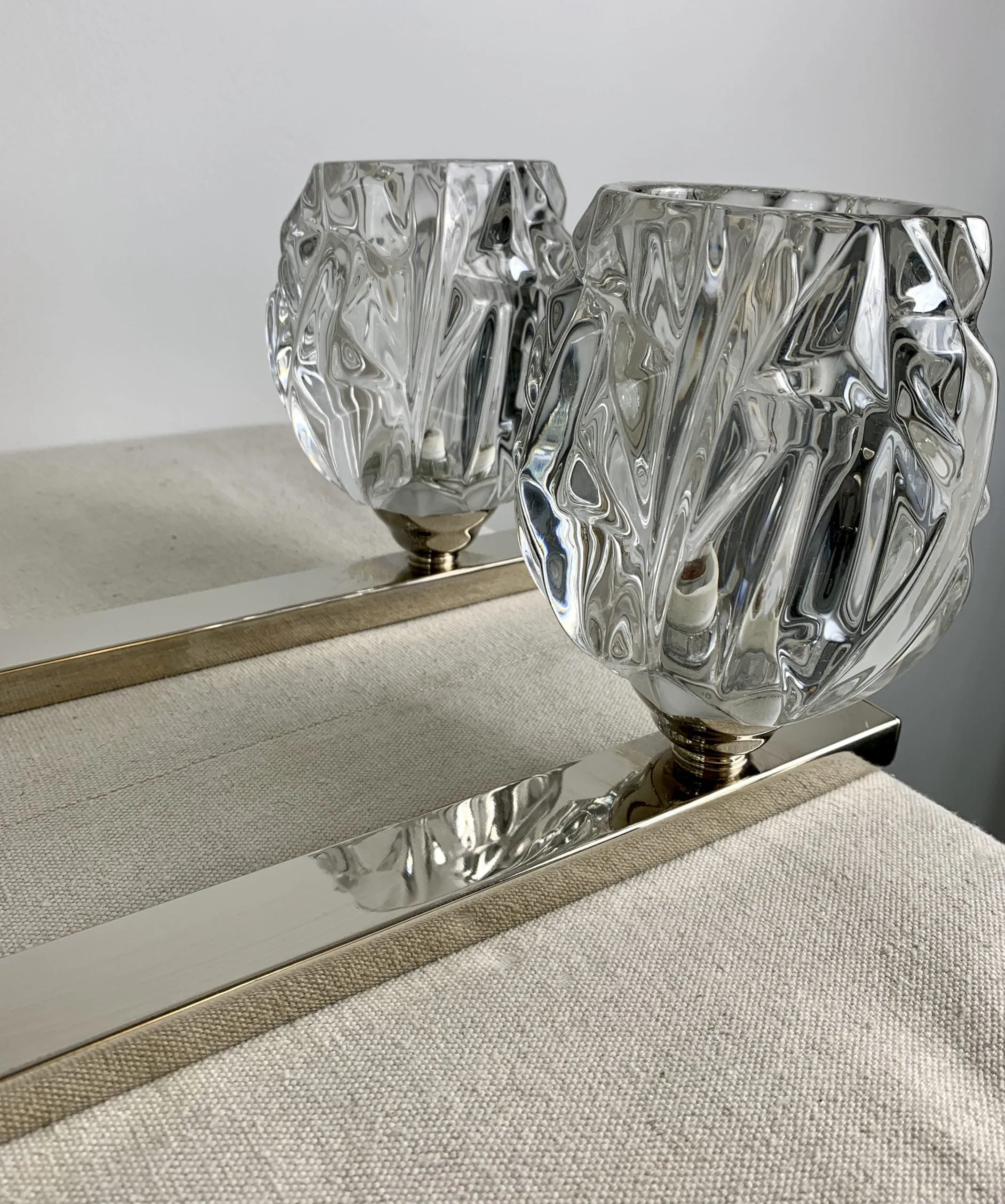 Feiss Lighting Hanging Light Chandelier, Nickel, Glass Votives, Contemporary