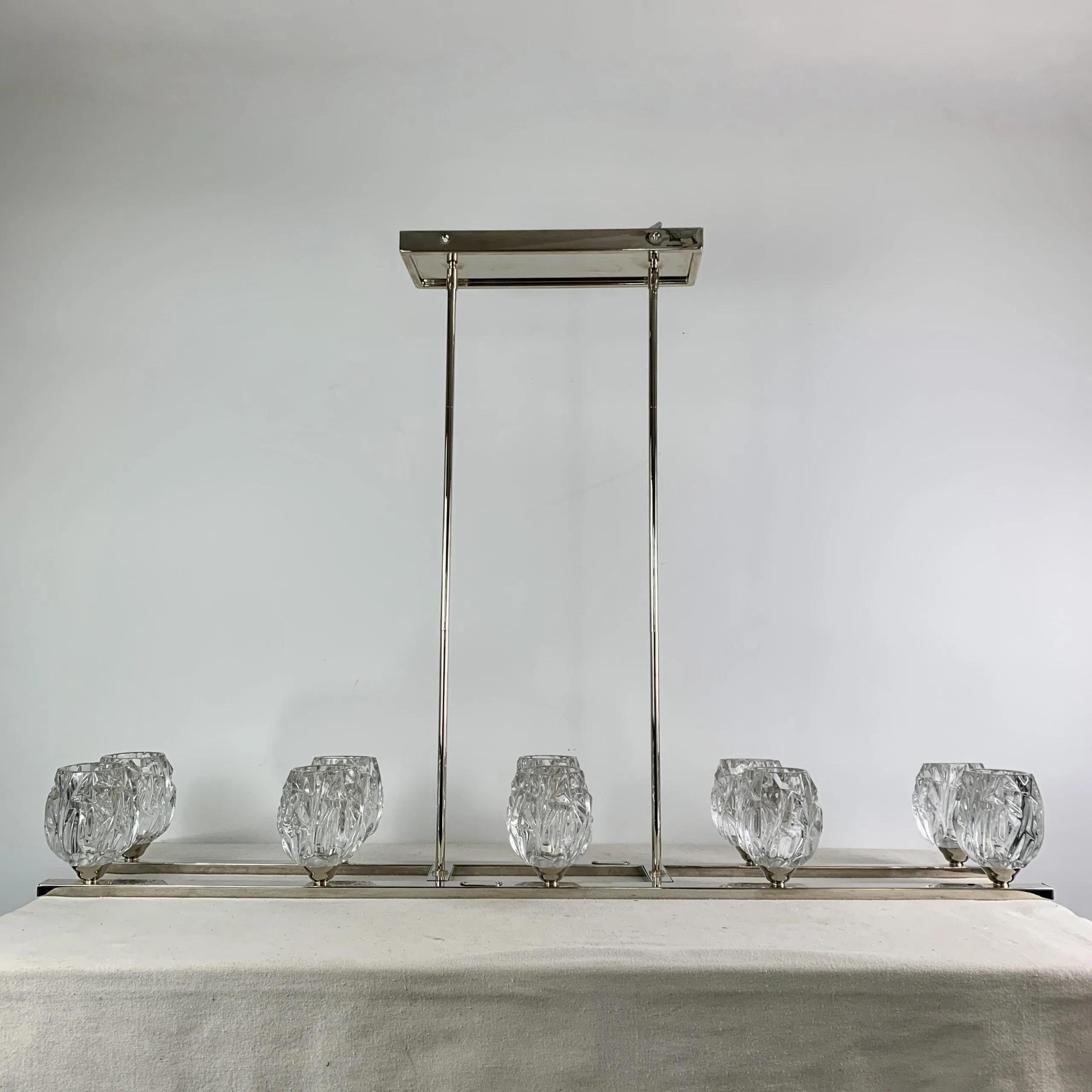 Feiss Lighting Hanging Light Chandelier, Nickel, Glass Votives, Contemporary