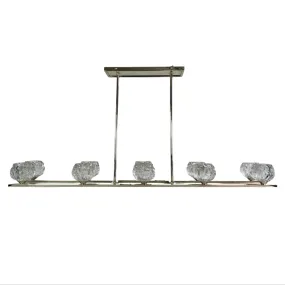 Feiss Lighting Hanging Light Chandelier, Nickel, Glass Votives, Contemporary