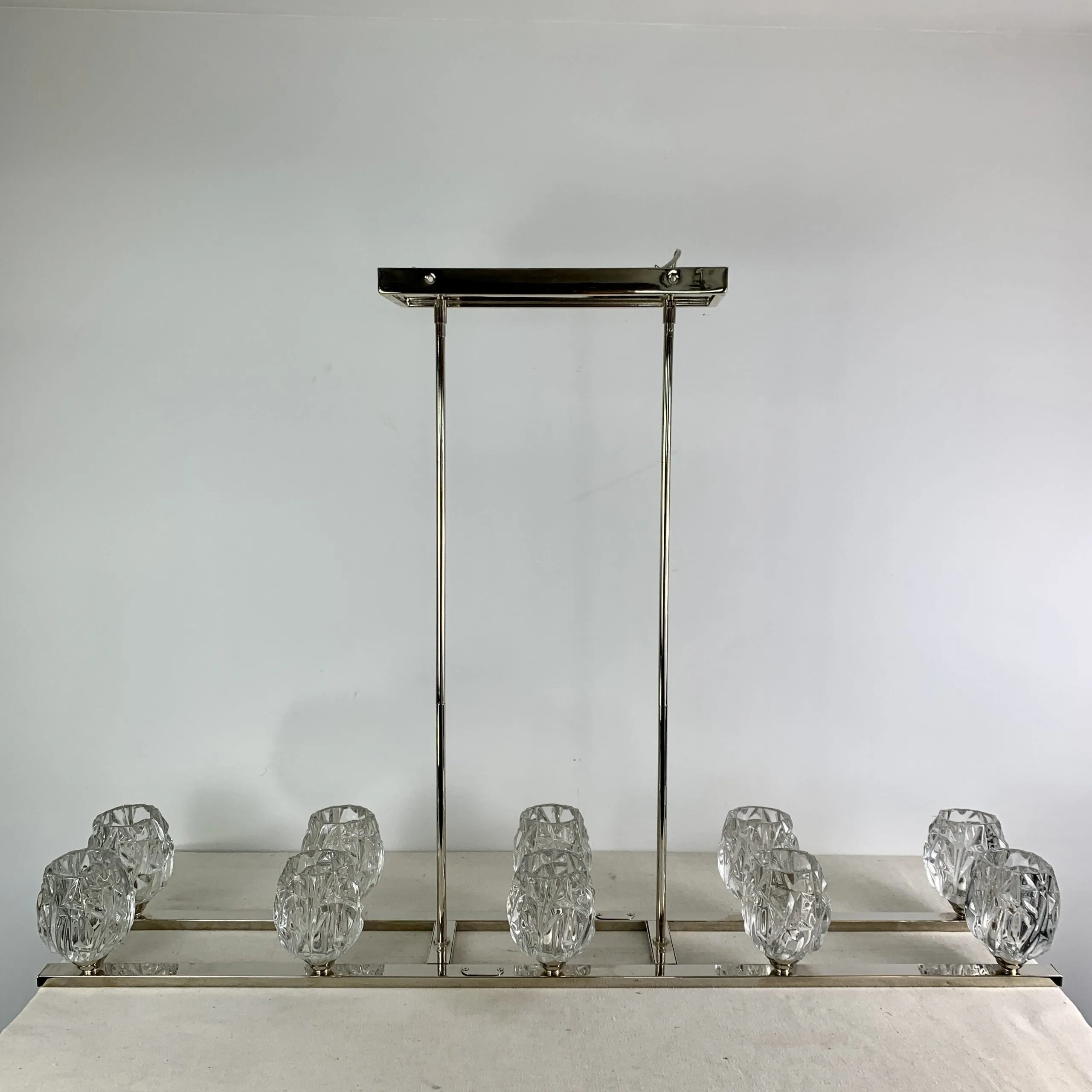 Feiss Lighting Hanging Light Chandelier, Nickel, Glass Votives, Contemporary