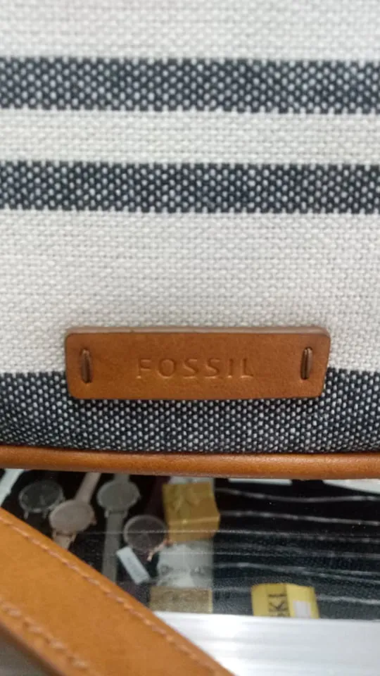 Fossil Amy Small Bucket Crossbody Neutral Stripe
