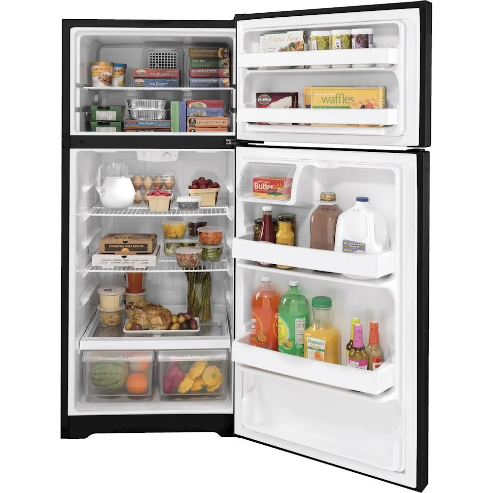 GE - 16.6 Cu. Ft. Top-Freezer Refrigerator - Black