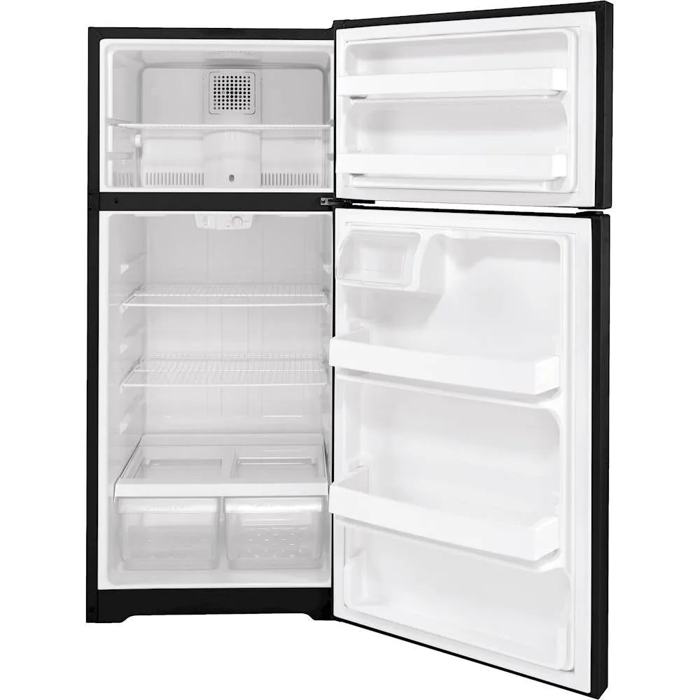GE - 16.6 Cu. Ft. Top-Freezer Refrigerator - Black