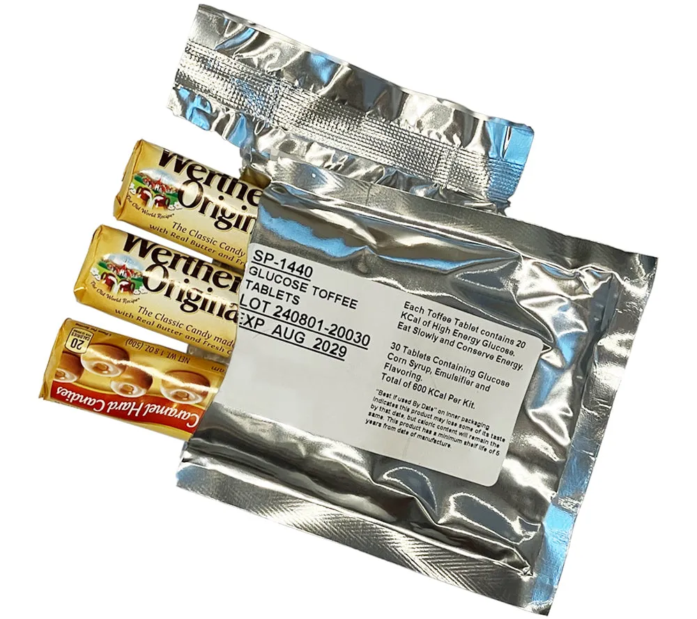 Glucose Toffee Tablet Ration Pouch