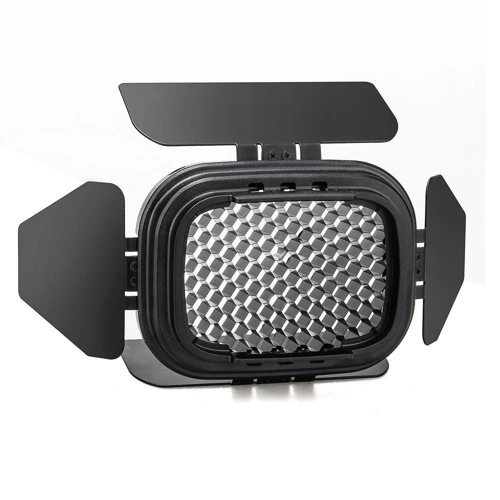 Godox BD-07 Barndoor with Detachable Honeycomb Grid and 4 Colour Gels for Witsro AD200