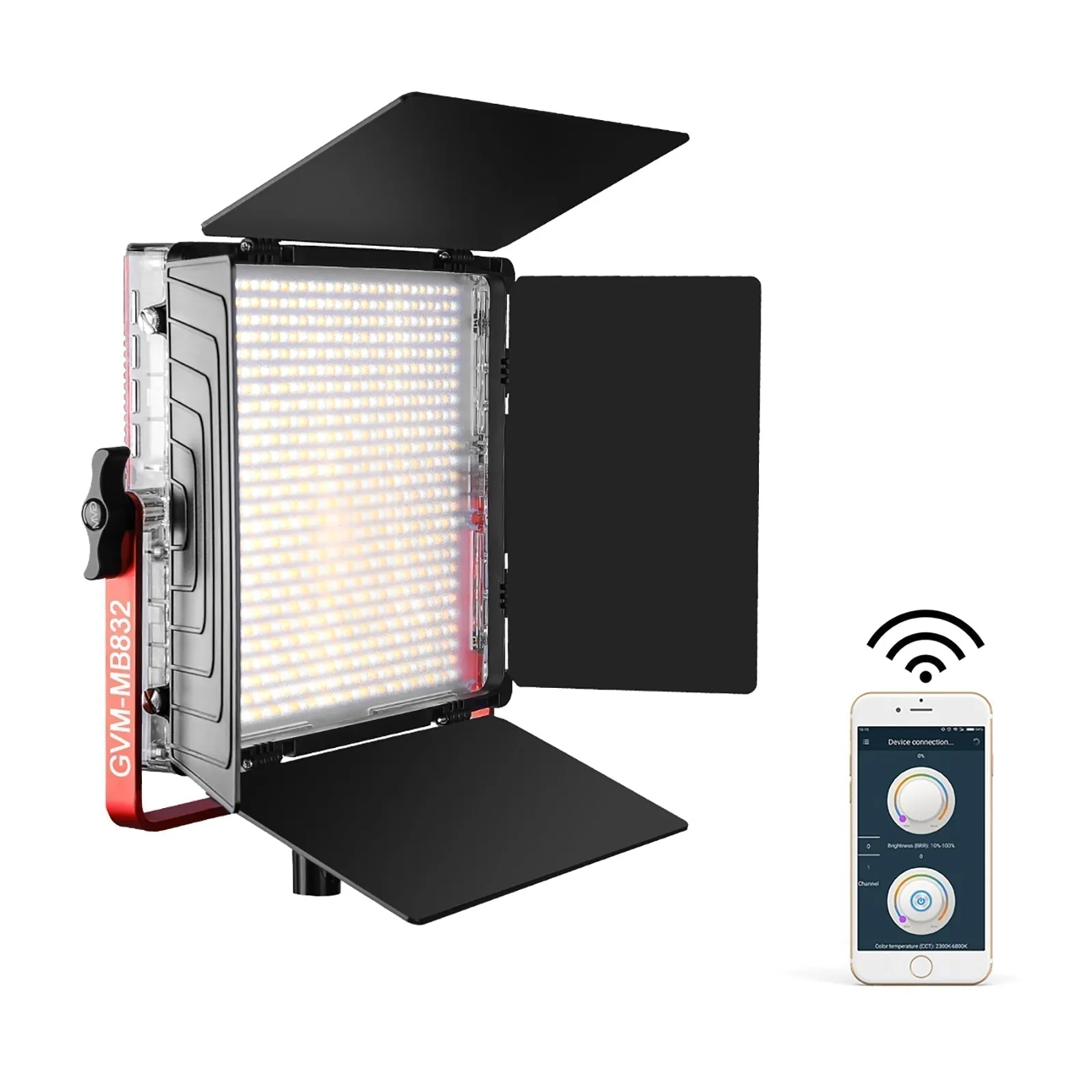 GVM-MB832 50W high-power soft light dual-color LED video soft light with bracket (BOGO)