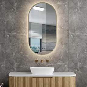 Halo Gold Frame Oval Led Bathroom Mirror Anti-Fog Dimmable