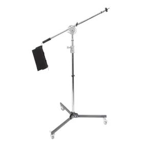 Heavy Duty Chrome Stainless Steel Rolling Base Boom Stand