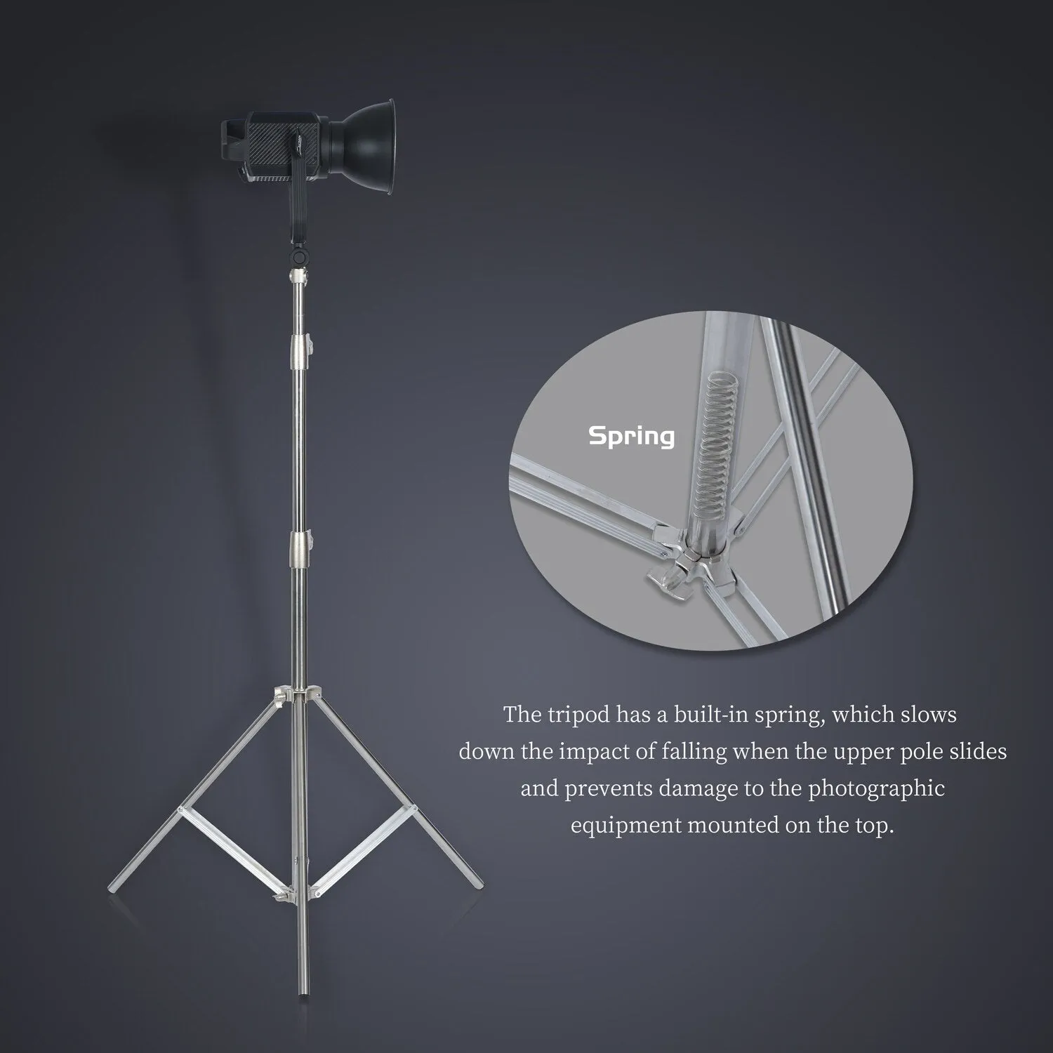 Hridz 2.8m Stainless Steel Light Stand Heavy Duty Tripod for Studio Photo Softbox