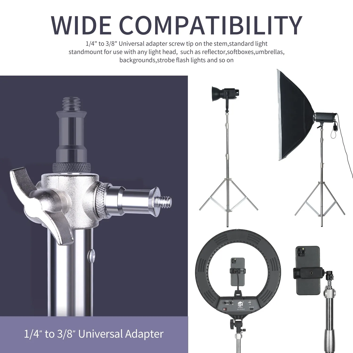 Hridz 2.8m Stainless Steel Light Stand Heavy Duty Tripod for Studio Photo Softbox