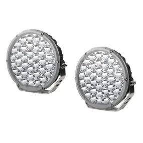 HULK 9" ROUND LED DRIVING LIGHTS - PAIR - SILVER BEZEL