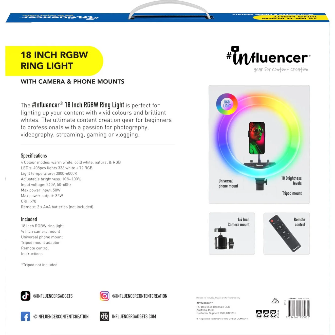 Influencer 18" RGBW Ring Light