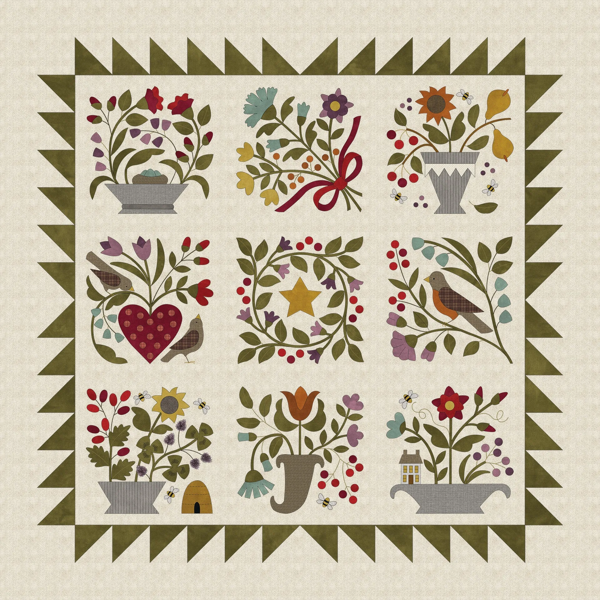 #KB2204 Folk Art Sampler Shared Heart