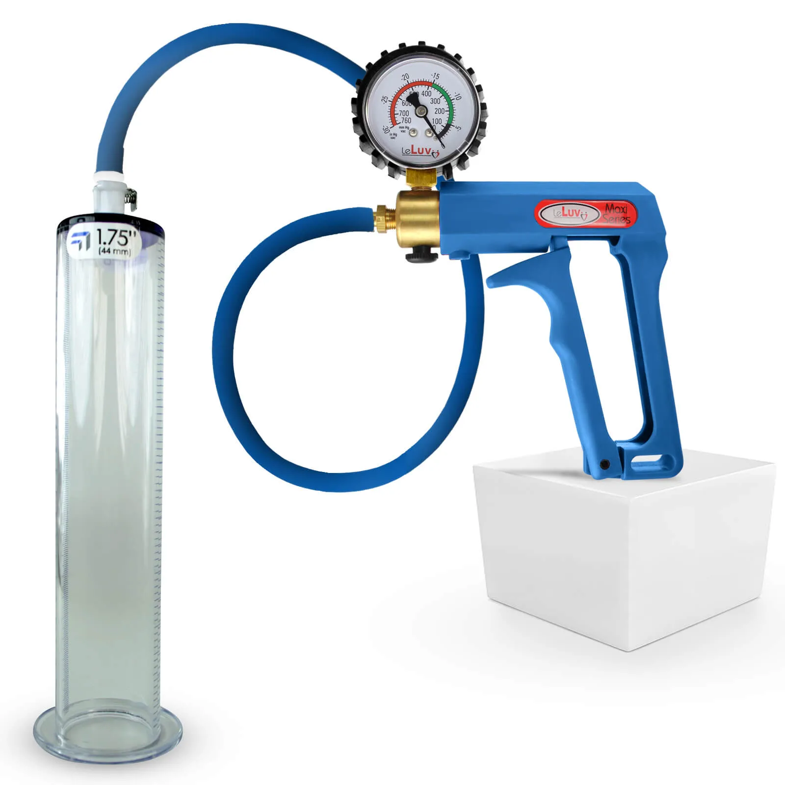 LeLuv Maxi Penis Pump | Blue/Purple Handle, Silicone Hose, All Gauge Options | Wide Flange Cylinder