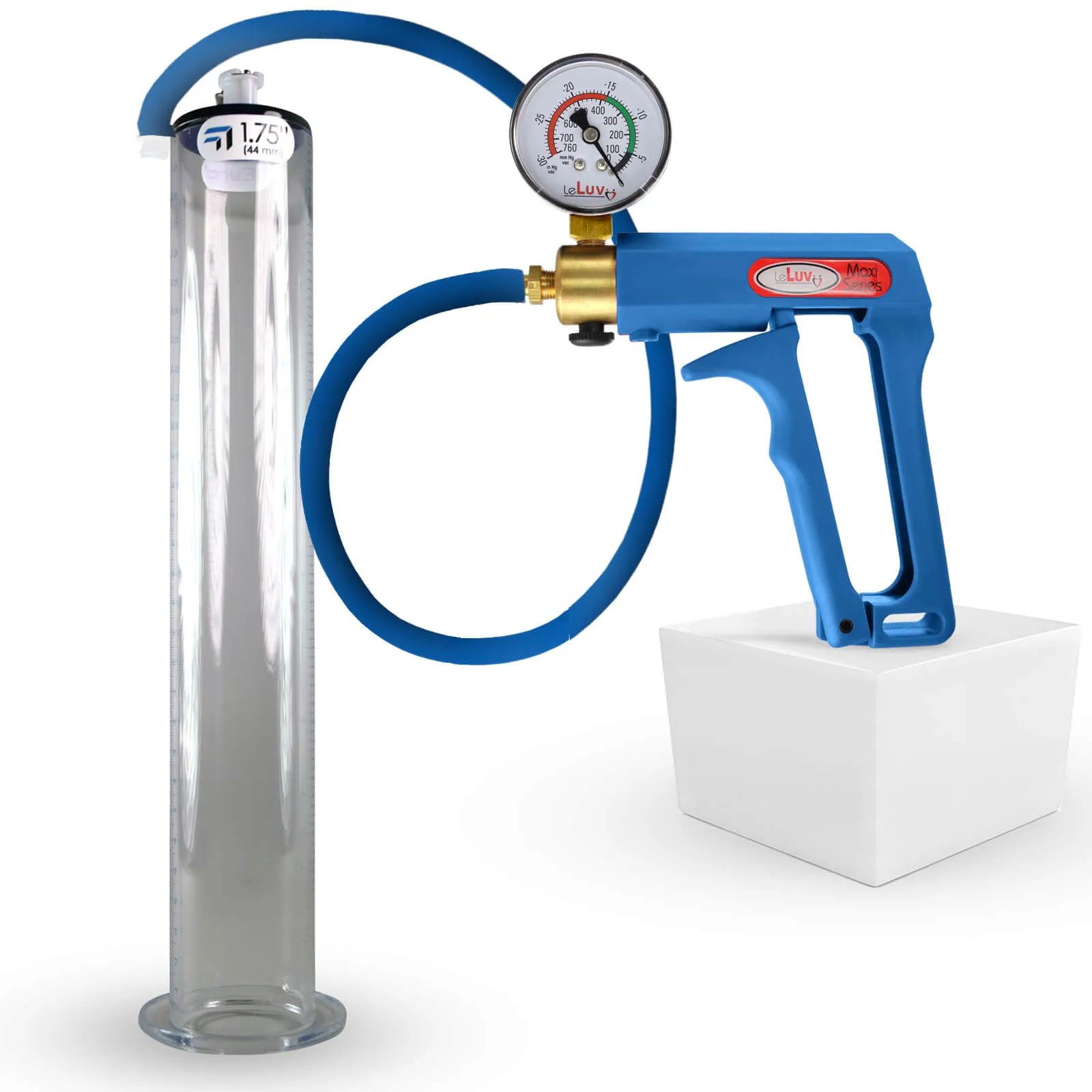 LeLuv Maxi Penis Pump | Blue/Purple Handle, Silicone Hose, All Gauge Options | Wide Flange Cylinder