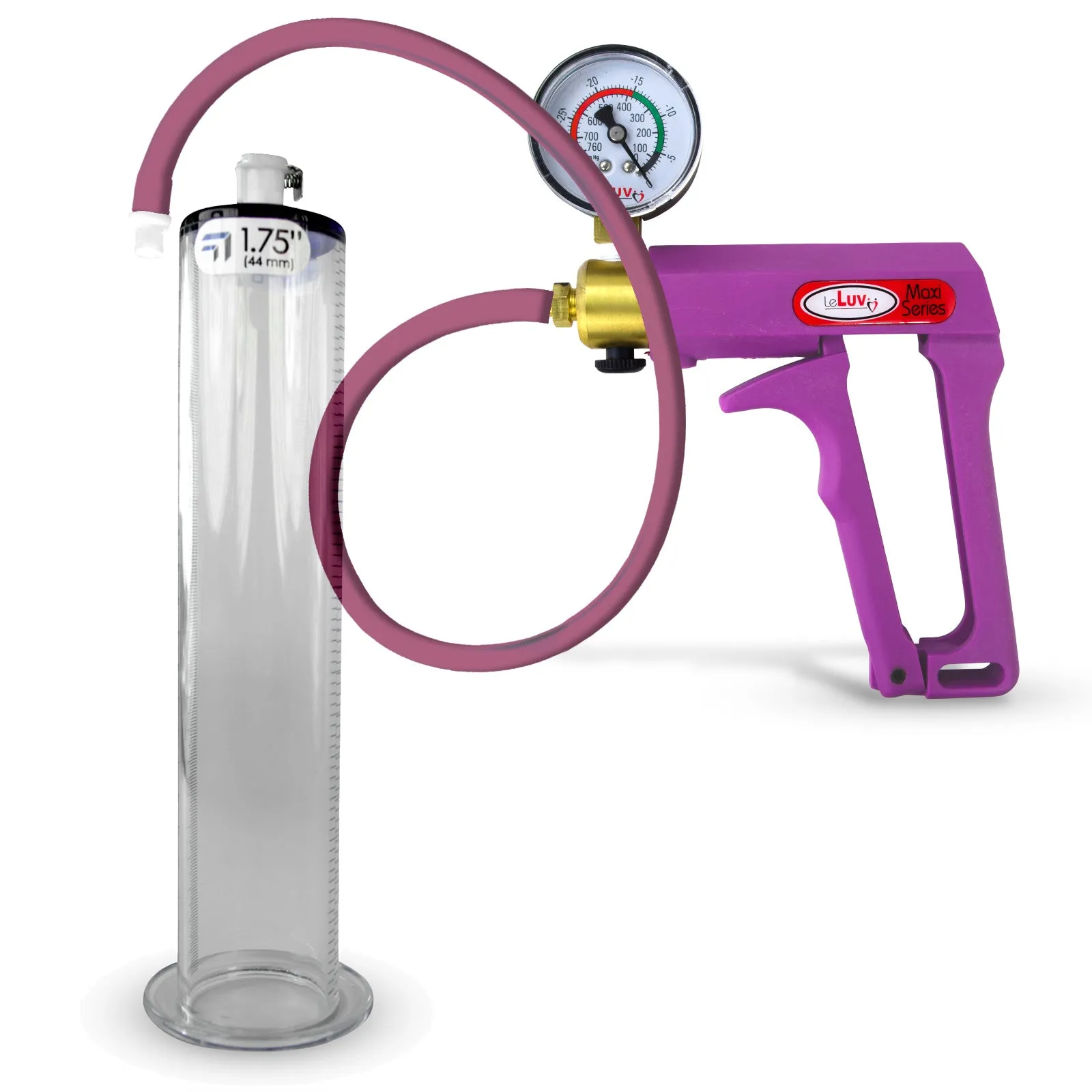 LeLuv Maxi Penis Pump | Blue/Purple Handle, Silicone Hose, All Gauge Options | Wide Flange Cylinder