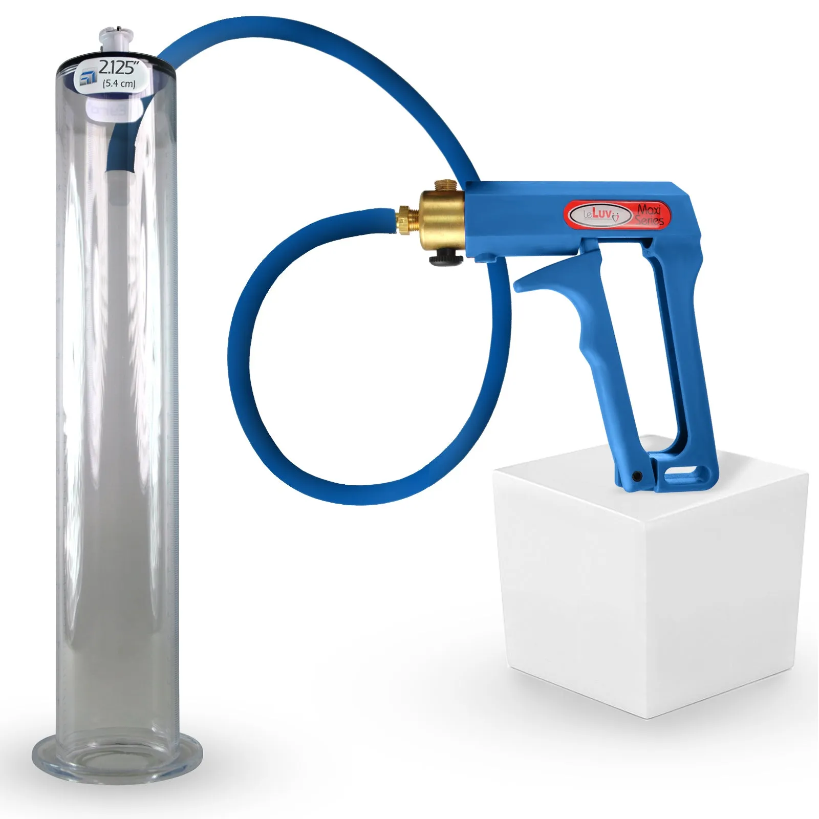LeLuv Maxi Penis Pump | Blue/Purple Handle, Silicone Hose, All Gauge Options | Wide Flange Cylinder