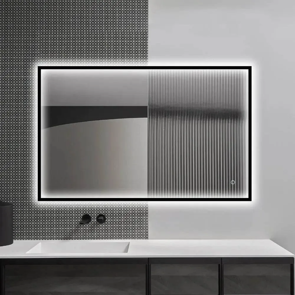 LEO Front & Backlit LED Lighted Mirror with Dimmer & Defogger - Available in 2 Sizes