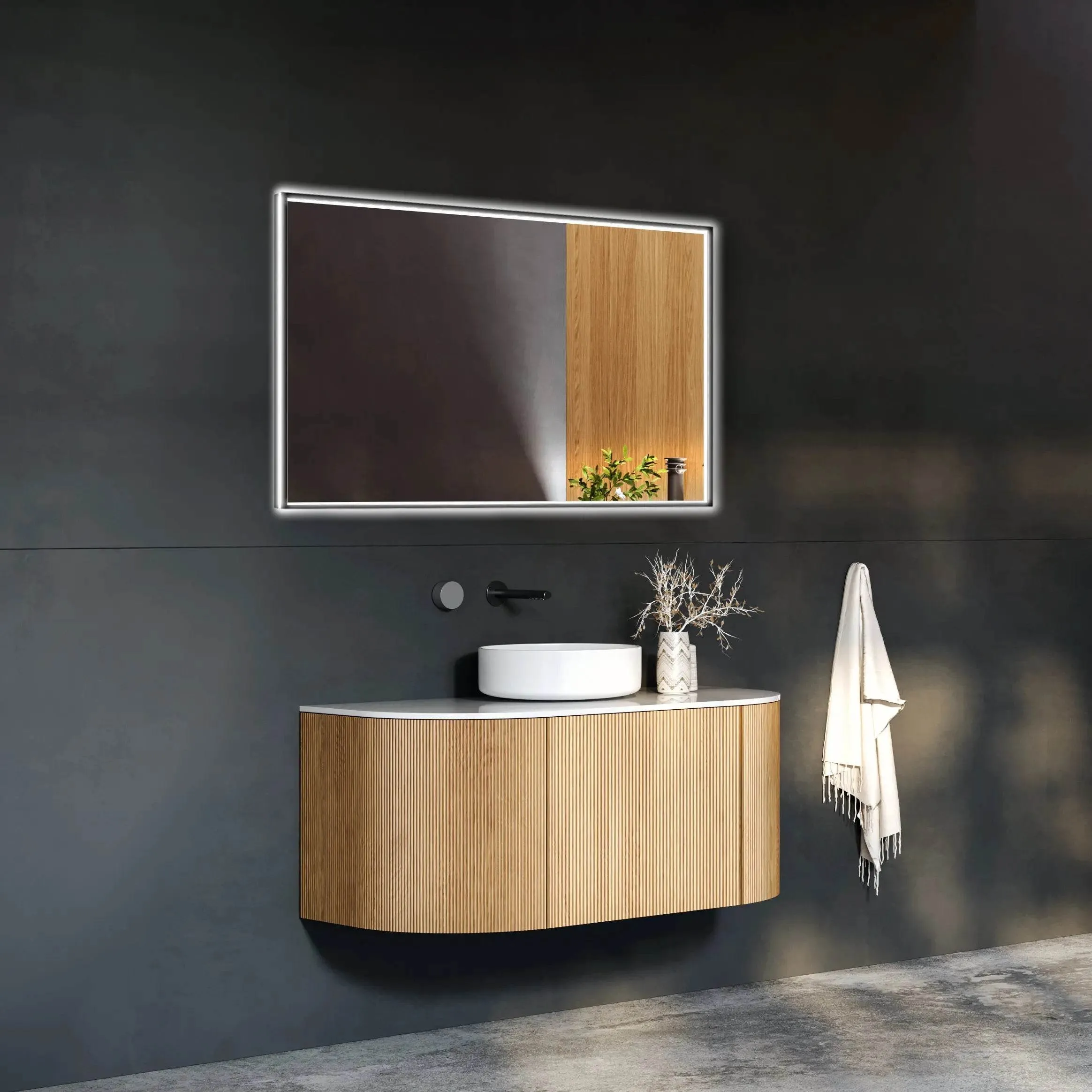 LEO Front & Backlit LED Lighted Mirror with Dimmer & Defogger - Available in 2 Sizes