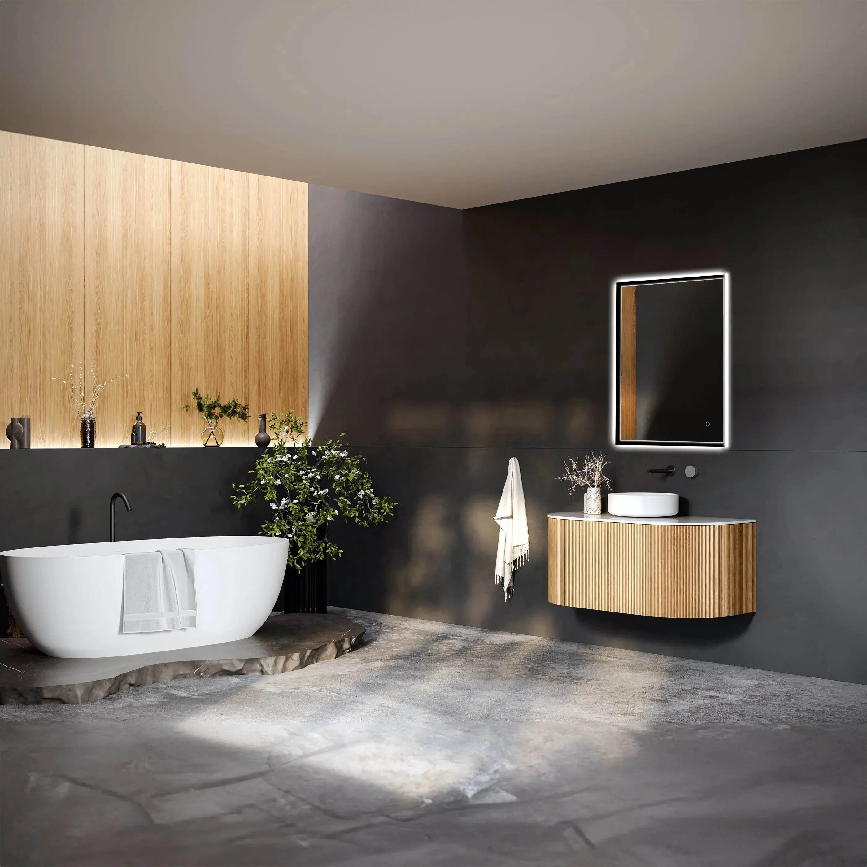 LEO Front & Backlit LED Lighted Mirror with Dimmer & Defogger - Available in 2 Sizes