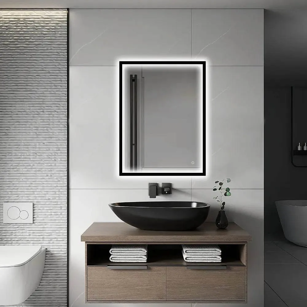 LEO Front & Backlit LED Lighted Mirror with Dimmer & Defogger - Available in 2 Sizes