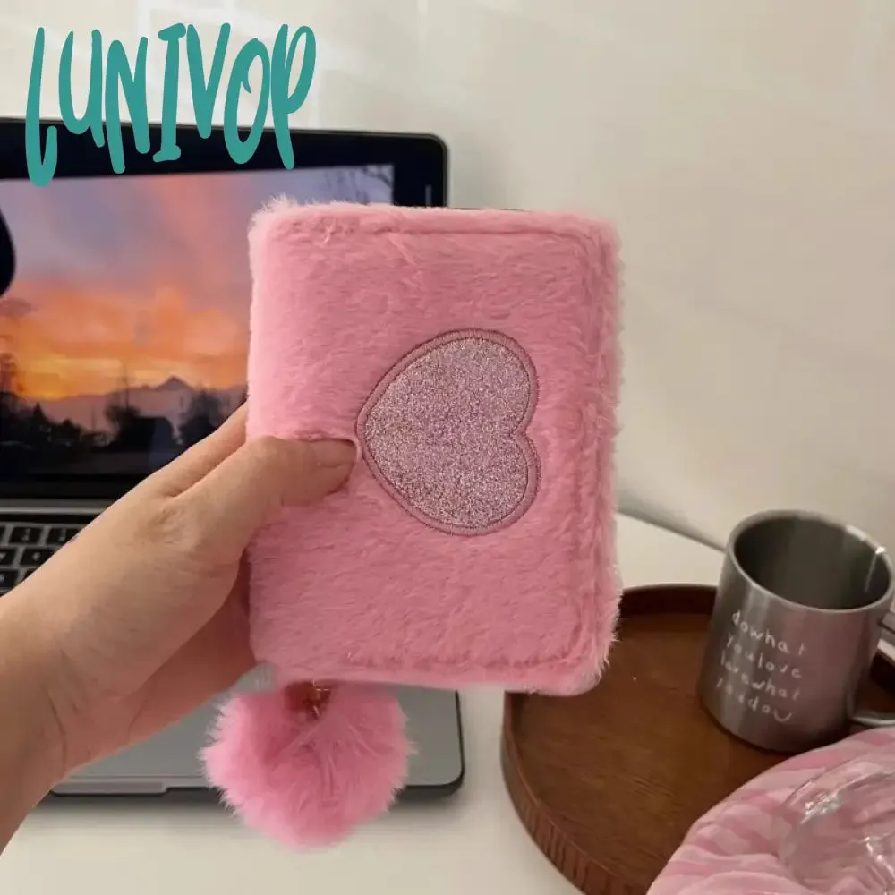 Lunivop Cute Love Wallets for Women Plush Small Fashion Elegant Short Wallet Aesthetic Literary Exquisite Ladies New Pretty Purses