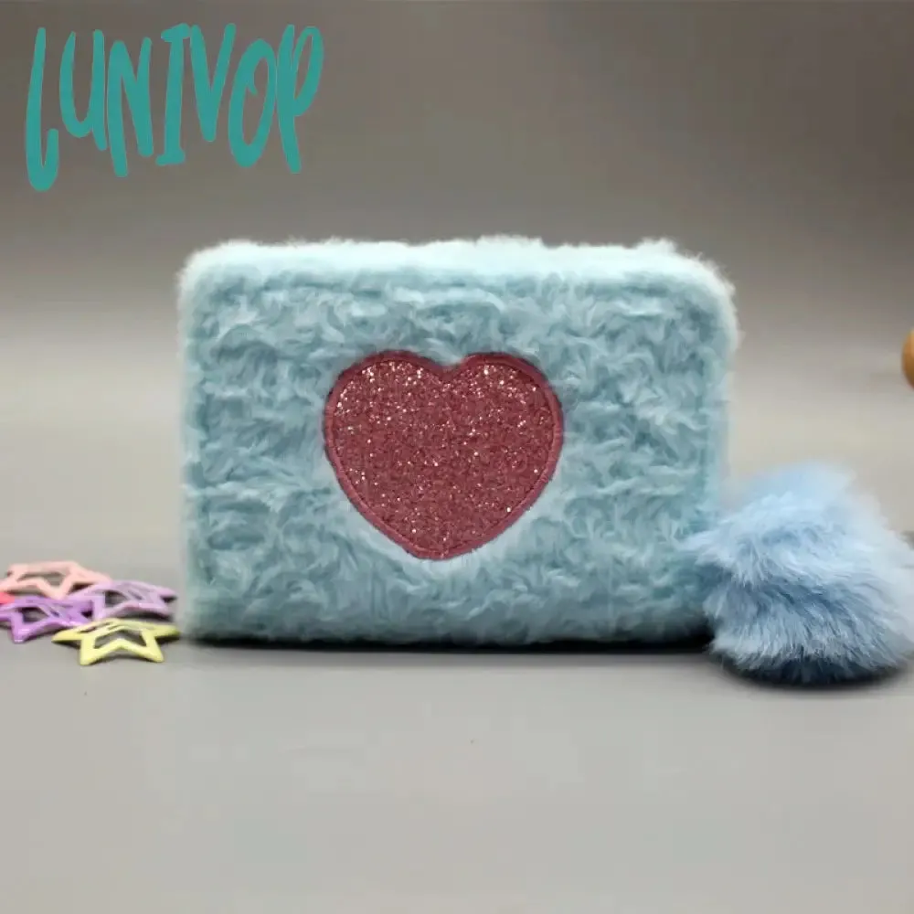 Lunivop Cute Love Wallets for Women Plush Small Fashion Elegant Short Wallet Aesthetic Literary Exquisite Ladies New Pretty Purses