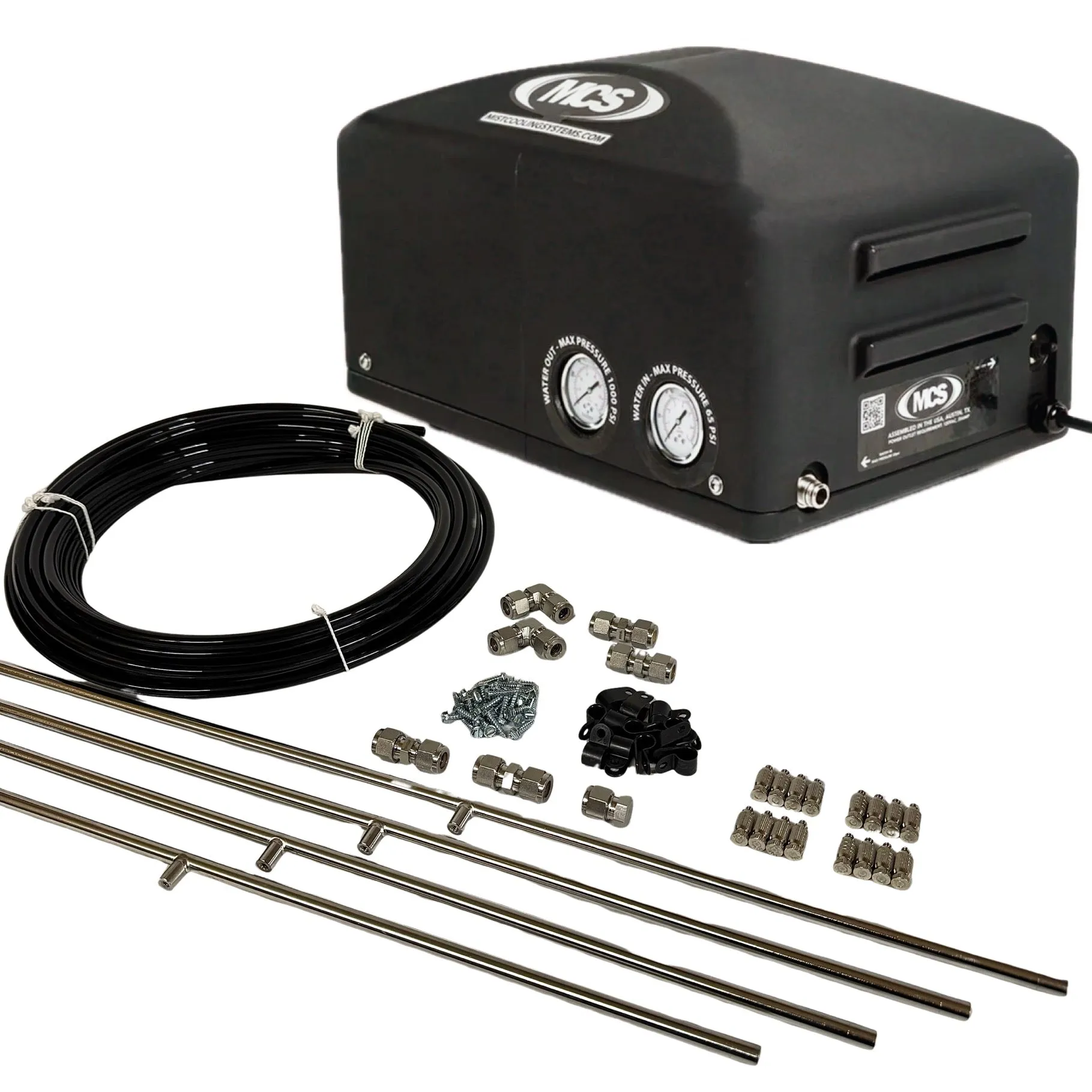 MCS Products 1.0 GPM Fully Enclosed Misting Pump With 80ft. Stainless Mist Line Kit