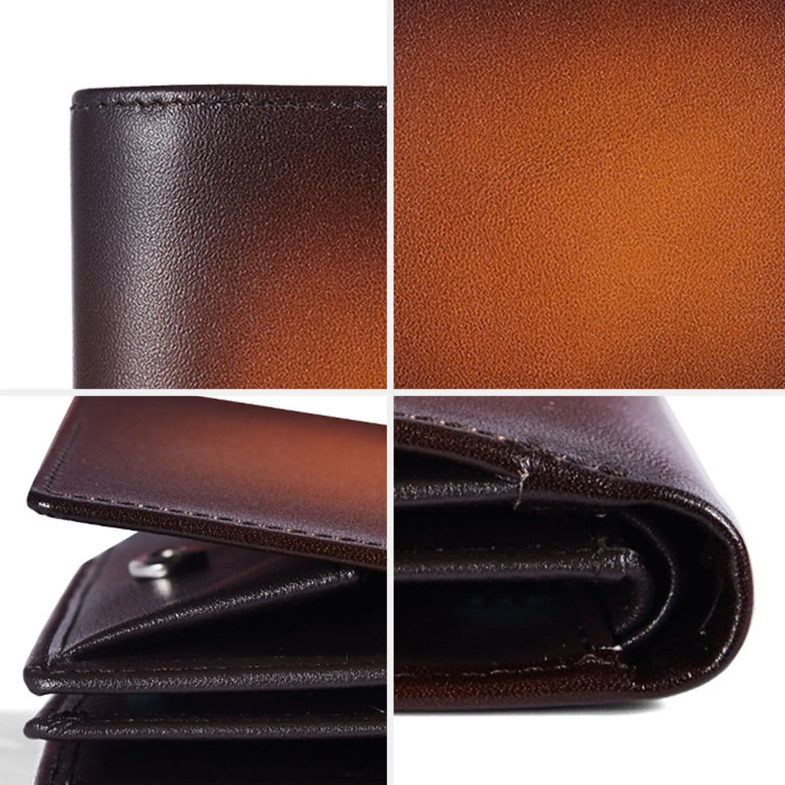 Men Genuine Leather Vintage Multiple Card Slots Wallet Portable Rubbing Design Purse