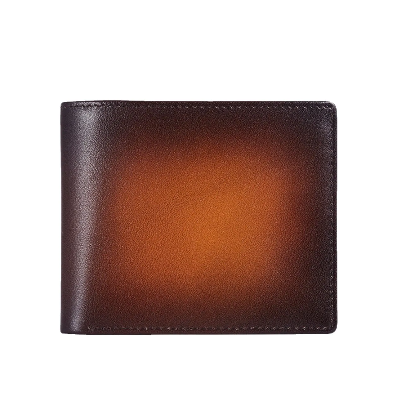 Men Genuine Leather Vintage Multiple Card Slots Wallet Portable Rubbing Design Purse