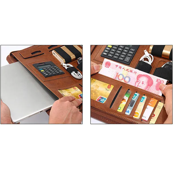 Men Multi-function Folder Zipper Briefcase Portable File Holder Handbag