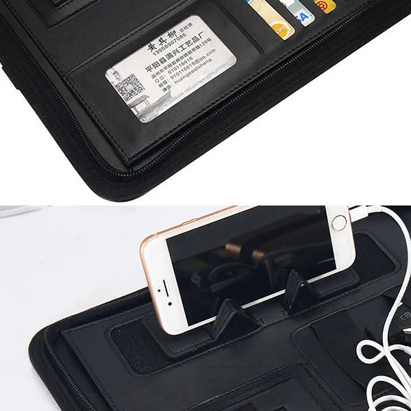 Men Multi-function Folder Zipper Briefcase Portable File Holder Handbag