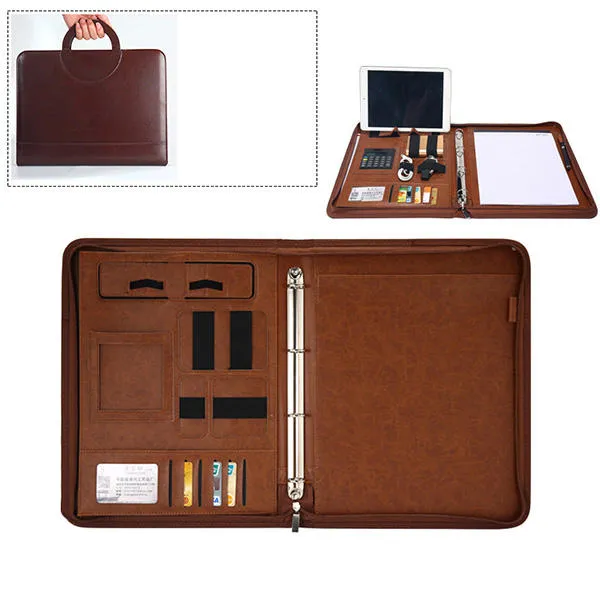 Men Multi-function Folder Zipper Briefcase Portable File Holder Handbag