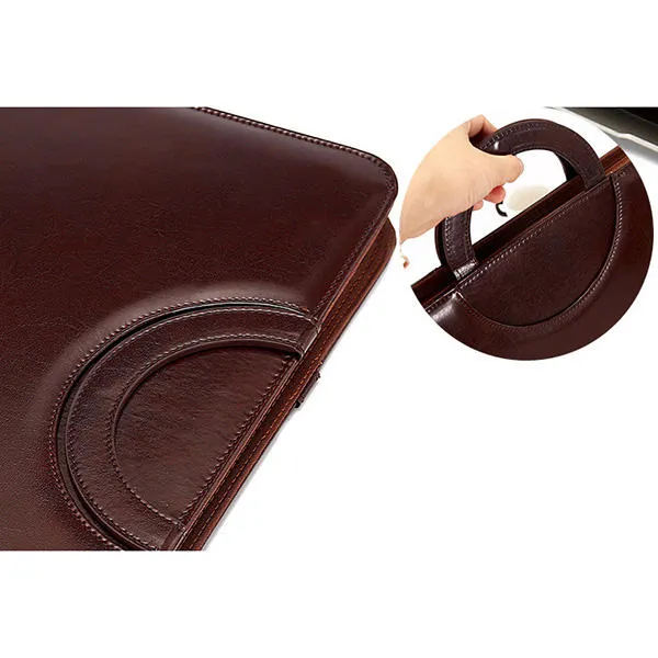 Men Multi-function Folder Zipper Briefcase Portable File Holder Handbag