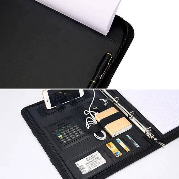 Men Multi-function Folder Zipper Briefcase Portable File Holder Handbag