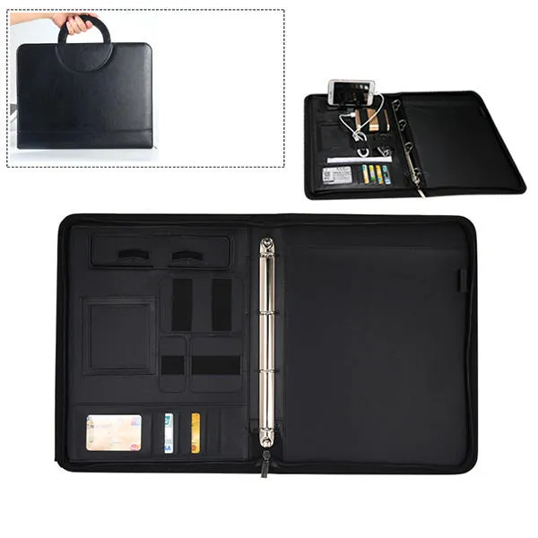 Men Multi-function Folder Zipper Briefcase Portable File Holder Handbag