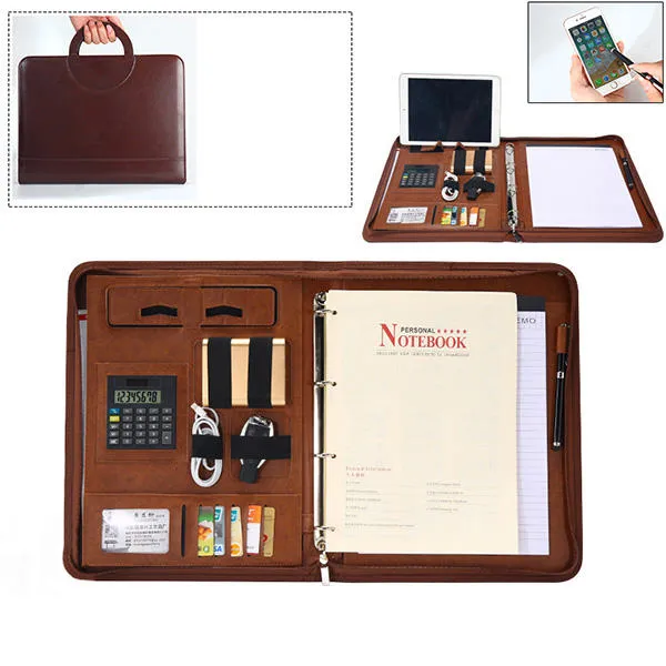 Men Multi-function Folder Zipper Briefcase Portable File Holder Handbag
