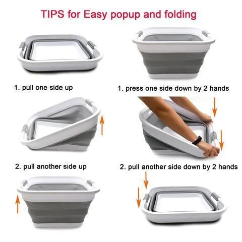 Multi-Functional Foldable Cutting Board Washing Basket