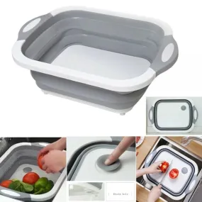 Multi-Functional Foldable Cutting Board Washing Basket