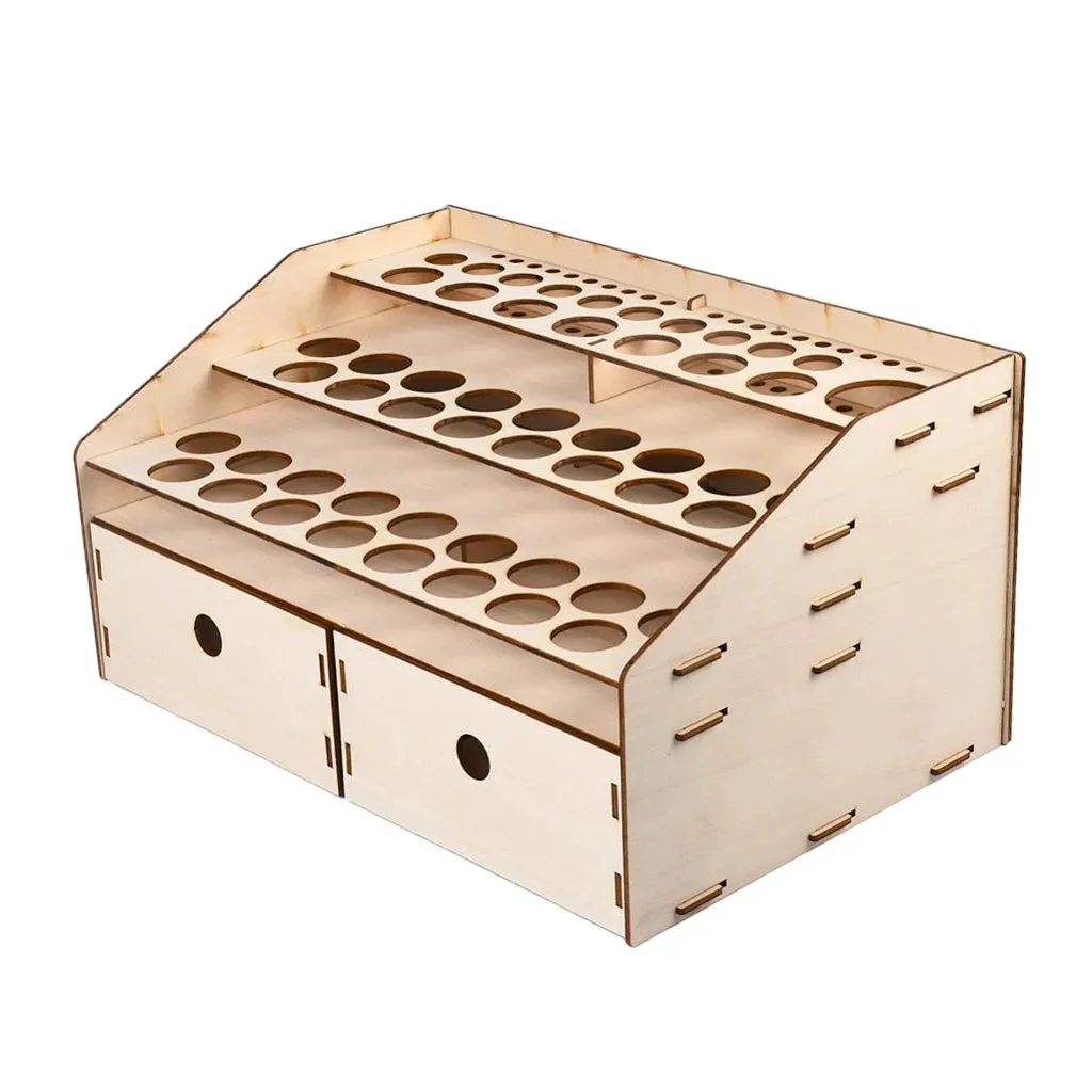 Natural Wooden Paint Bottle Rack Model Organizer Acrylics Paint Storage Stand Holder Box Hobby Art Supplies--36x24x18.5cm