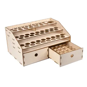 Natural Wooden Paint Bottle Rack Model Organizer Acrylics Paint Storage Stand Holder Box Hobby Art Supplies--36x24x18.5cm